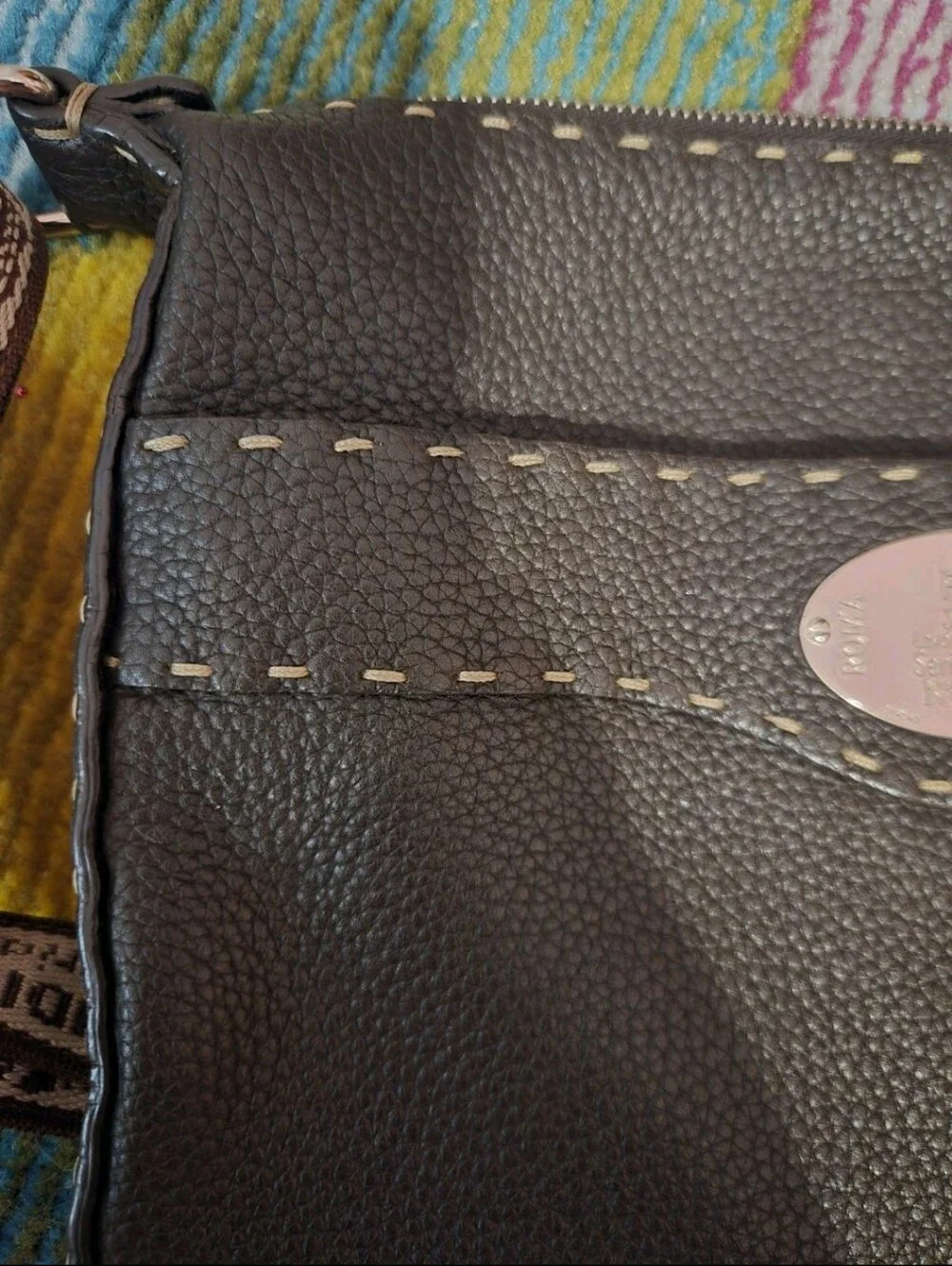 FENDI Vintage Selleria Brown Pebbled Leather Crossbody Messenger Shoulder Bag